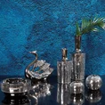 Łabędź  - srebrna  figurka ceramiczna dekorowana szkiełkami w stylu glamour - 36 x 9 x 23 cm - srebrny 3
