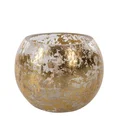 Świecznik VERRE ze szkła artystycznego z marmurkową fakturą - ∅ 10 x 8 cm - złoty 1