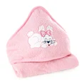 Ręcznik BABY z kapturkiem i naszywaną aplikacją z króliczkiem - 75 x 75 cm - różowy 1