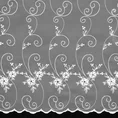 Tkanina firanowa matowa mikrosiateczka z kwiatowym haftem i ażurem - 300 cm - biały 4
