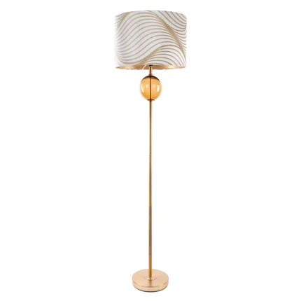 LIMITED COLLECTION Lampa stojąca BLANCA 3 z podstawą łączącą szkło i metal oraz welwetowy abażur LIMITED COLLECTION Lampa stojąca BLANCA 3 z podstawą łączącą szkło i metal oraz welwetowy abażur - ∅ 46 x 165 cm