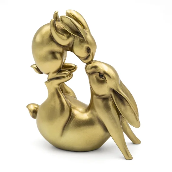 Figurka wielkanocna urocza rodzinka zajączków - 16 x 7 x 18 cm - złoty