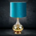LIMITED COLLECTION Lampa stołowa LOTOS 9 na szklanej podstawie z efektem ombre z welwetowym abażurem HARMONIA TURKUSU - ∅ 32 x 61 cm - turkusowy 1