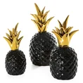 Figurka ceramiczna PINA czarno-złoty ananas - ∅ 11 x 25 cm - czarny 2