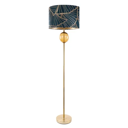 LIMITED COLLECTION Lampa stojąca MUSA 3 z podstawą łączącą szkło i metal oraz welwetowy abażur ENERGIA GRANATU LIMITED COLLECTION Lampa stojąca MUSA 3 z podstawą łączącą szkło i metal oraz welwetowy abażur ENERGIA GRANATU - ∅ 43 x 157 cm