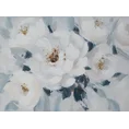 Obraz ręcznie malowany na płótnie z białymi kwiatami podkreślony złotymi akcentami - 80 x 60 cm - biały 1