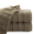 Ręcznik klasyczny podkreślony żakardową bordiurą w pasy - 70 x 140 cm - brązowy 1