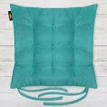 ADORE dwustronna welurowa poduszka siedziskowa na krzesło z dziewięcioma pikowaniami, gramatura 195 g/m2 - 40x40x6 cm - turkusowy 1