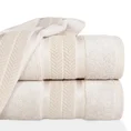 EUROFIRANY PREMIUM Ręcznik MIRO w kolorze beżowym, z włókien bambusowych z żakardową bordiurą zdobioną lśniącymi paskami - 50 x 90 cm - beżowy 1