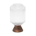 Świecznik dekoracyjny GRACE ze szkła i drewna - ∅ 15 x 26 cm - biały 1