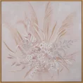 Obraz ręcznie malowany na płótnie bukiet kwiatów z trawą pampasową - 80 x 80 cm - beżowy 1