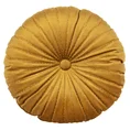 Okrągła poduszka VELVET z welwetu przeszywana złotą nicią, z wypełnieniem - ∅ 40 cm - musztardowy 2