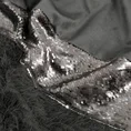Zasłona z welwetu zdobiona pasem tkaniny z moherową nicią oraz połyskliwych czarnych cekinów - 140 x 250 cm - czarny 7