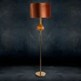 Lampa stojąca LILIANA zdobiona szklaną bombką i welwetowym abażurem - 46 x 31 x 163 cm - miedziany 1