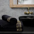 Ręcznik AGIS z żakardową bordiurą z motywem liści, ZERO TWIST - 70 x 140 cm - stalowy 4