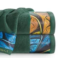 EVA MINGE Ręcznik AMBER z puszystej bawełny z bordiurą zdobioną designerskim nadrukiem - 50 x 90 cm - ciemnozielony 1