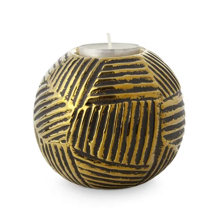 Świecznik ceramiczny EMMI z wytłaczanym geometrycznym wzorem Świecznik ceramiczny EMMI z wytłaczanym geometrycznym wzorem - ∅ 10 x 9 cm