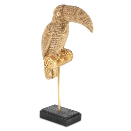 Tukan - figurka dekoracyjna ELDO o drobnym strukturalnym wzorze, złota Tukan - figurka dekoracyjna ELDO o drobnym strukturalnym wzorze, złota - 22 x 11 x 39 cm