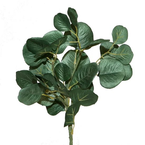 EUKALIPTUS gałązka, kwiat sztuczny dekoracyjny - dł. 50 cm dł. z liśćmi 24 cm śr. liść 7 cm - zielony