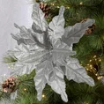 Świąteczny kwiat dekoracyjny z welwetu zdobiony brokatem - 22 cm - srebrny 1