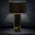 Lampka stołowa EBRU na ceramicznej podstawie w formie walca z abażurem z matowej tkaniny - 16 x 9 x 65 cm - czarny 1