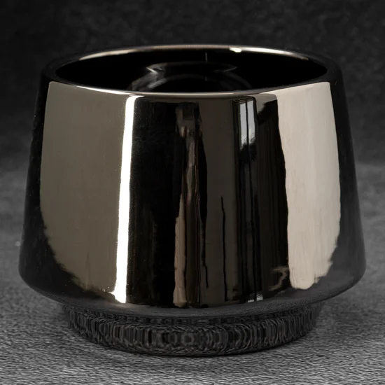 Osłonka ceramiczna na donicę IVA 1 czarna - ∅ 18 x 14 cm - czarny