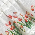 Zazdrostka z etaminy zdobiona nadrukiem czerwonych tulipanów i koronką - 150 x 30 cm - biały 7