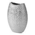 Wazon ceramiczny RISO z drobnym błyszczącym wzorem - 18 x 9 x 26 cm - srebrny 2