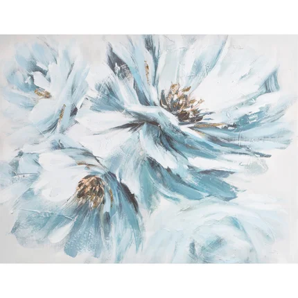 Obraz FLOWERS ręcznie malowane na płótnie kwiaty ze złotymi akcentami Obraz FLOWERS ręcznie malowane na płótnie kwiaty ze złotymi akcentami - 80 x 60 cm