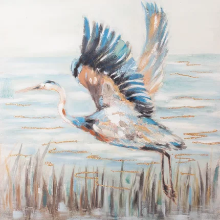 Obraz HERON 1 ręcznie malowany na płótnie obraz z czaplą Obraz HERON 1 ręcznie malowany na płótnie obraz z czaplą - 80 x 80 cm