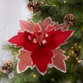 Świąteczny kwiat dekoracyjny z dwóch rodzajów tkanin - 22 x 20 cm - czerwony 1