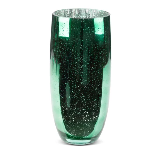 Wazon MOLLY ze szkła artystycznego zielono-srebrna - ∅ 16 x 38 cm - zielony