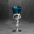 Świecznik bankietowy szklany CLARE 2 na wysmukłej nóżce srebrno-niebieski - ∅ 10 x 25 cm - srebrny 1