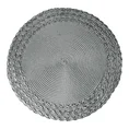Okrągła podkładka MANDY przetykana na brzegach srebrną nitką - ∅ 38 cm - ciemnoszary 1