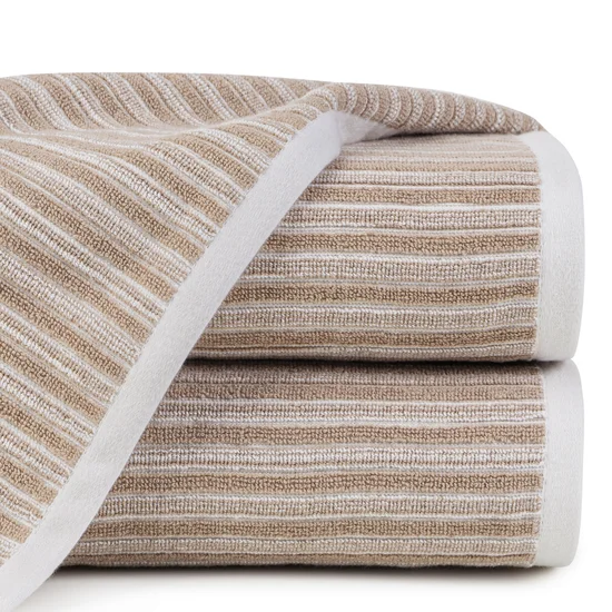 TERRA COLLECTION Ręcznik SEVILLE  tkany w prążki na całej powierzchni - 70 x 140 cm - kremowy