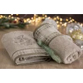 Ręcznik HOLLY 01 świąteczny z żakardową bordiurą  w kratę i haftem ze śnieżynkami - 70 x 140 cm - jasnobeżowy 8