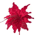 Świąteczny kwiat dekoracyjny z tkaniny z wytłaczanymi płatkami - 22 cm - czerwony 2