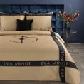 EVA MINGE Komplet pościeli SILK z makosatyny najwyższej jakości satyny bawełnianej z nadrukiem logo - 160 x 200 cm - złoty 1