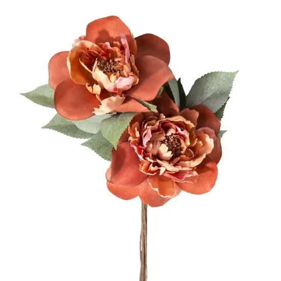 KAMELIA sztuczny kwiat dekoracyjny z jedwabistej tkaniny - ∅ 11 x 44 cm - pomarańczowy