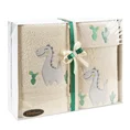 Zestaw prezentowy - komplet 3 szt ręczników dla dziecka motywem dinozaura - 30 x 35 x 5 cm - jasnobeżowy 1