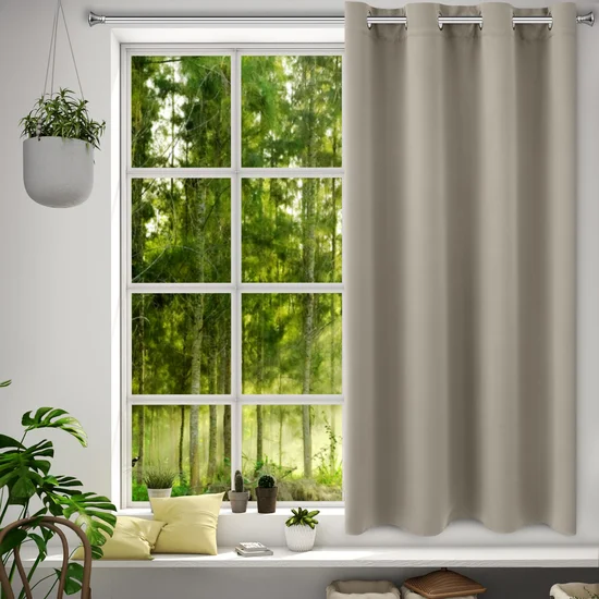 Zasłona zaciemniająca LOGAN typu blackout gładka, półmatowa - 140 x 175 cm - ciemnobeżowy
