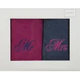Komplet ręczników z haftem Mrs&Mr w kartonowym opakowaniu -  - amarantowy 1
