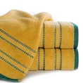 Ręcznik KRISTI z żakardową bordiurą w pasy - 50 x 90 cm - musztardowy 1