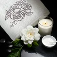 Zestaw upominkowy ROSALIA 3 szt ręczników z haftem z motywem róż w kartonowym opakowaniu na prezent - 56 x 36 x 7 cm - kremowy 3