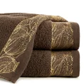 Ręcznik AGIS z żakardową bordiurą z motywem liści, ZERO TWIST - 70 x 140 cm - brązowy 1