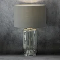 Lampa stołowa LILA na podstawie z przezroczystego szkła z abażurem z matowej tkaniny - ∅ 38 x 61 cm - popielaty 2