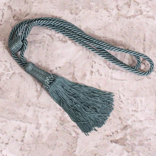 Dekoracyjny sznur do upięć z chwostem - dł. 58 cm - ciemnomiętowy