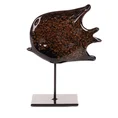 Ryba -figurka dekoracyjna GRETA ze szkła artystycznego i metalu - 16 x 6 x 21 cm - brązowy 2