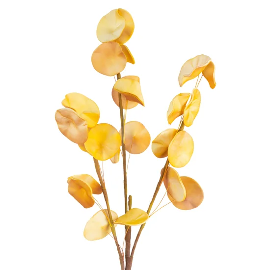 Gałązka z liśćmi - sztuczny kwiat dekoracyjny z pianki foamirian - 90 cm - żółty