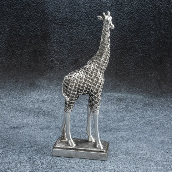 Żyrafa - figurka dekoracyjna EVAN o drobnym wytłaczanym wzorze kratki - 6 x 11 x 29 cm - stalowy